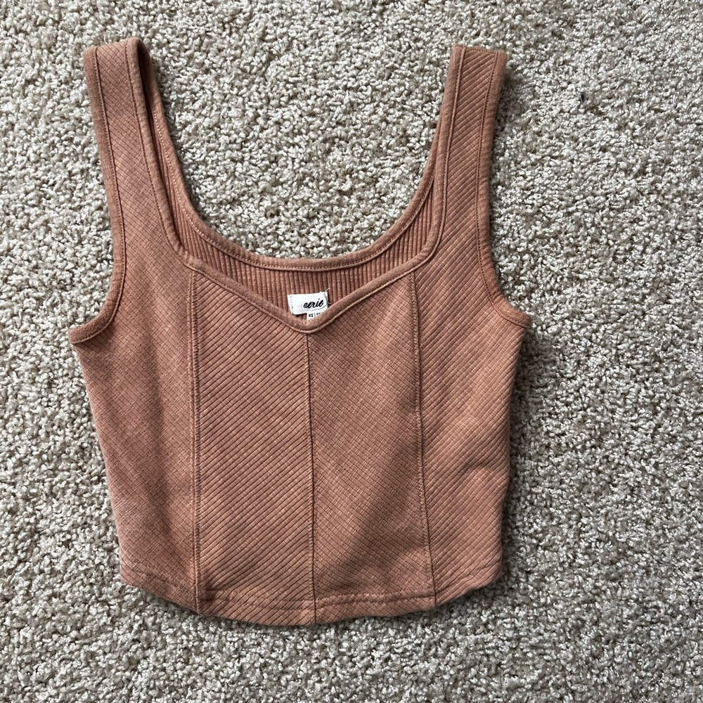 Aerie Brown Ribbed Crop Top